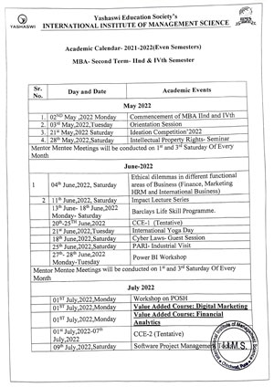 Academic Calendar-2021-22(Even Semester)